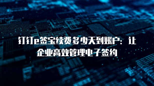 钉钉e签宝续费多少天到账户:让企业高效管理电子签约