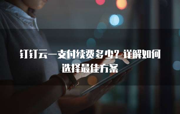 钉钉云一支付续费多少？详解如何选择最佳方案