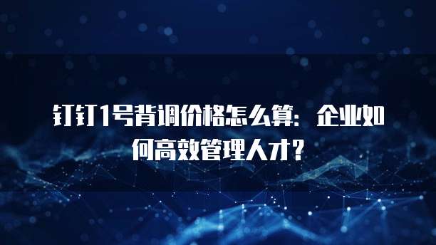 钉钉1号背调价格怎么算:企业如何高效管理人才?