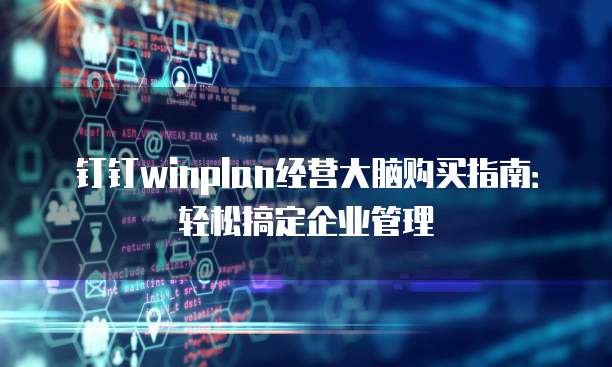 钉钉winplan经营大脑购买指南:轻松搞定企业管理