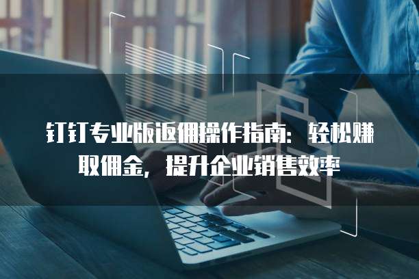 钉钉专业版返佣操作指南：轻松赚取佣金，提升企业销售效率
