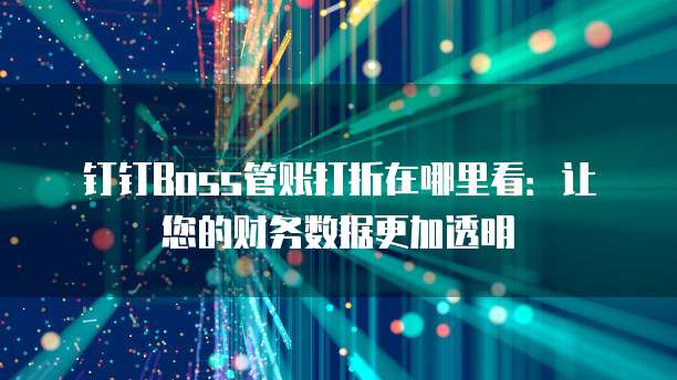 钉钉Boss管账打折在哪里看:让您的财务数据更加透明