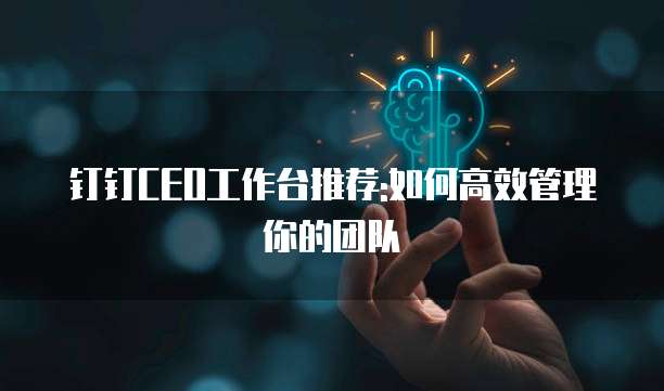 钉钉CEO工作台推荐:如何高效管理你的团队