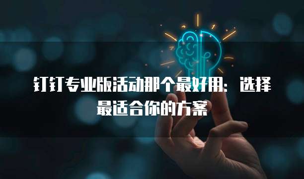 钉钉专业版活动那个最好用:选择最适合你的方案