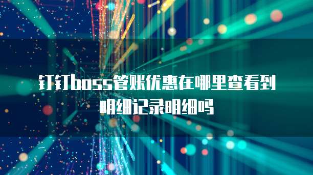 钉钉boss管账优惠在哪里查看到明细记录明细吗
