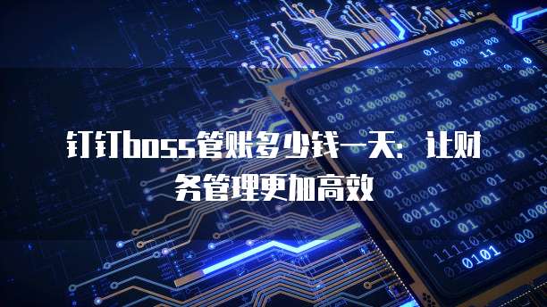 钉钉boss管账多少钱一天:让财务管理更加高效