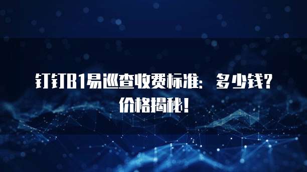 钉钉B1易巡查收费标准:多少钱?价格揭秘!
