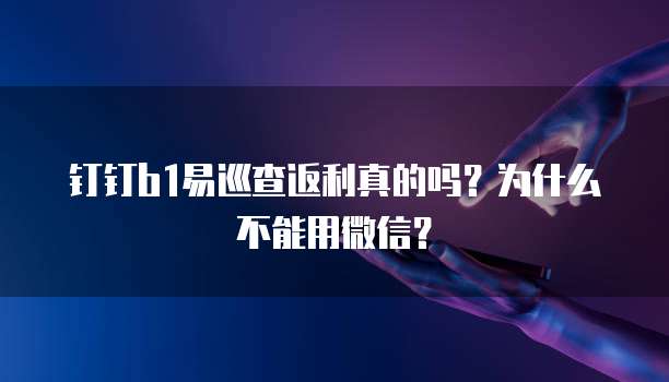 钉钉b1易巡查返利真的吗?为什么不能用微信?