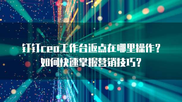 钉钉ceo工作台返点在哪里操作?如何快速掌握营销技巧?