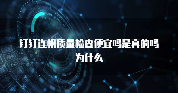 钉钉连帆质量检查便宜吗是真的吗为什么
