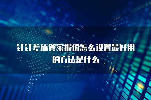 钉钉差旅管家报价怎么设置最好用的方法是什么