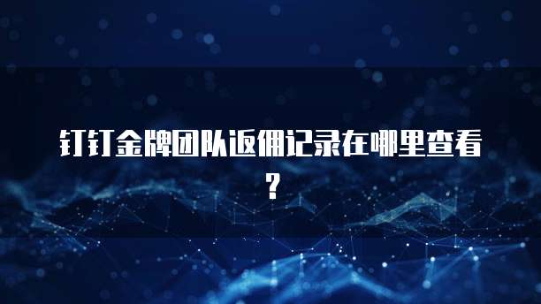钉钉金牌团队返佣记录在哪里查看?