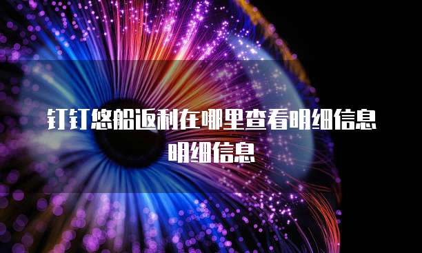 钉钉悠船返利在哪里查看明细信息明细信息