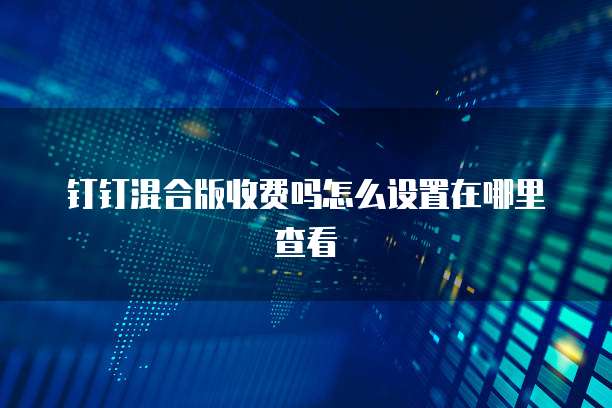 钉钉混合版收费吗怎么设置在哪里查看
