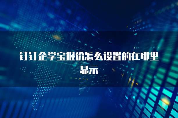 钉钉企学宝报价怎么设置的在哪里显示