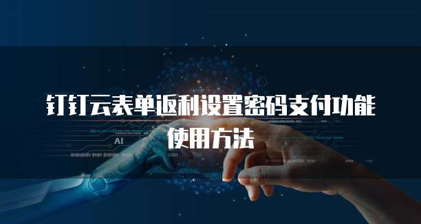 钉钉云表单返利设置密码支付功能使用方法