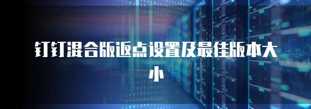 钉钉混合版返点设置及最佳版本大小
