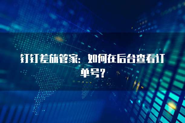 钉钉差旅管家:如何在后台查看订单号?