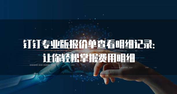 钉钉专业版报价单查看明细记录:让你轻松掌握费用明细