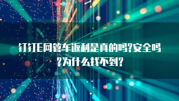 钉钉E网管车返利是真的吗?安全吗?为什么找不到?