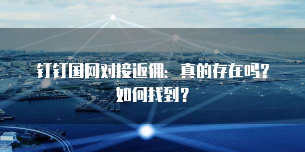 钉钉国网对接返佣:真的存在吗?如何找到?