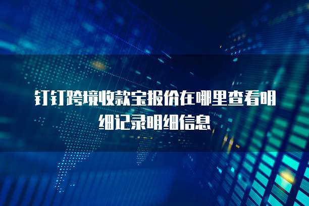 钉钉跨境收款宝报价在哪里查看明细记录明细信息