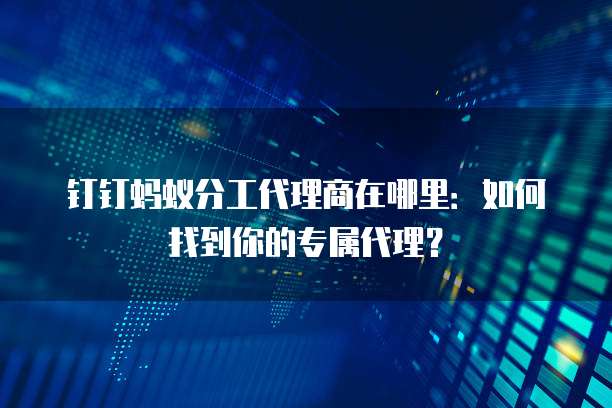 钉钉蚂蚁分工代理商在哪里：如何找到你的专属代理？