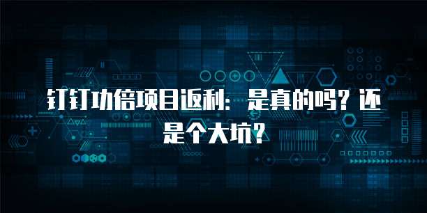 钉钉功倍项目返利:是真的吗?还是个大坑?