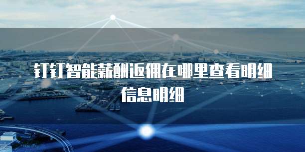 钉钉智能薪酬返佣在哪里查看明细信息明细