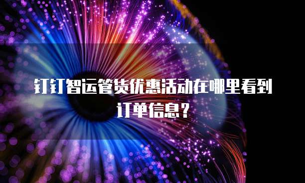 钉钉智运管货优惠活动在哪里看到订单信息?