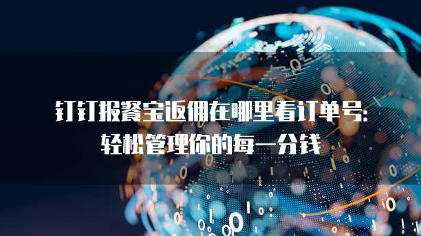 钉钉报餐宝返佣在哪里看订单号:轻松管理你的每一分钱