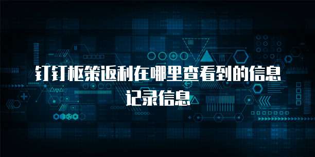 钉钉枢策返利在哪里查看到的信息记录信息