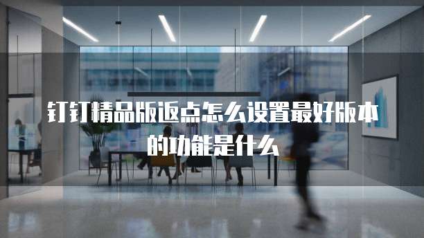 钉钉精品版返点怎么设置最好版本的功能是什么