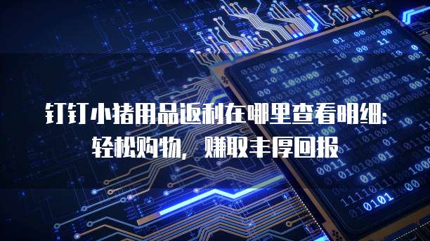 钉钉小猪用品返利在哪里查看明细:轻松购物,赚取丰厚回报