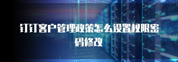 钉钉客户管理政策怎么设置权限密码修改
