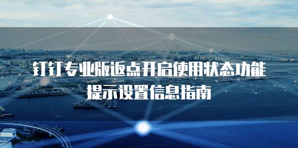 钉钉专业版返点开启使用状态功能提示设置信息指南