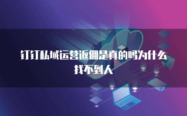 钉钉私域运营返佣是真的吗为什么找不到人