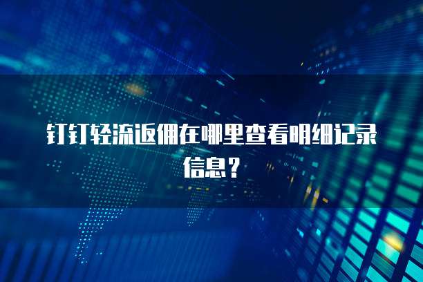 钉钉轻流返佣在哪里查看明细记录信息?