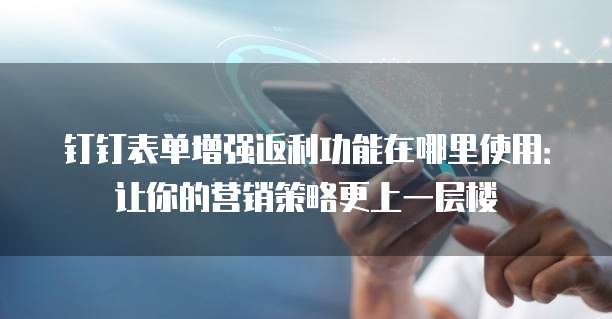 钉钉表单增强返利功能在哪里使用:让你的营销策略更上一层楼