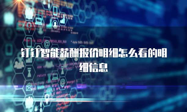 钉钉智能薪酬报价明细怎么看的明细信息