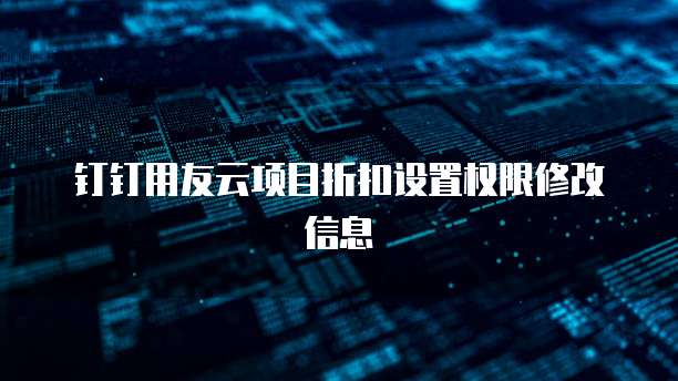 钉钉用友云项目折扣设置权限修改信息