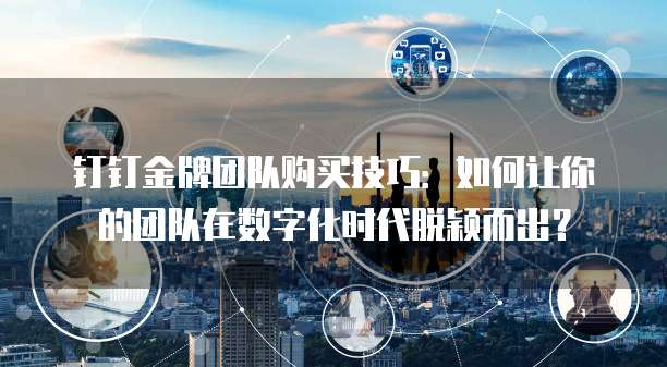 钉钉金牌团队购买技巧:如何让你的团队在数字化时代脱颖而出?