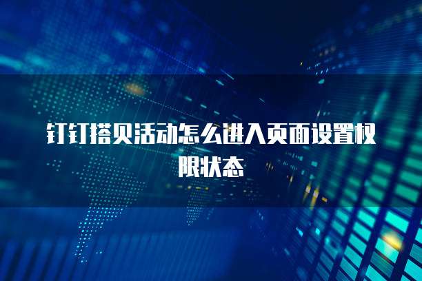 钉钉搭贝活动怎么进入页面设置权限状态