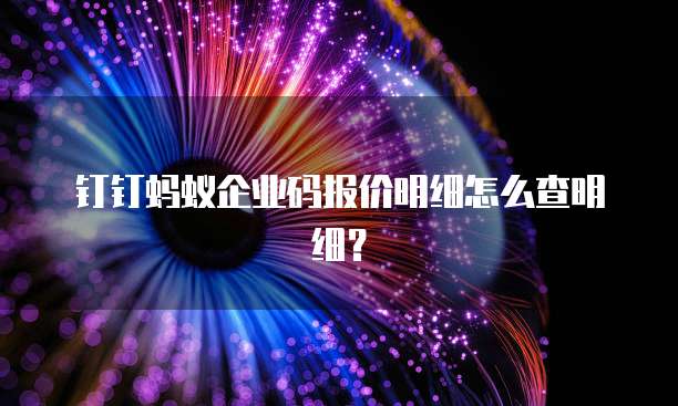 钉钉蚂蚁企业码报价明细怎么查明细?