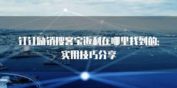钉钉励销搜客宝返利在哪里找到的:实用技巧分享