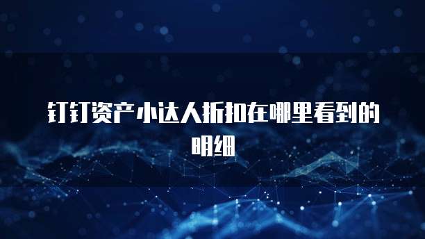 钉钉资产小达人折扣在哪里看到的明细