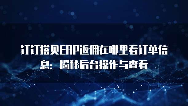 钉钉搭贝ERP返佣在哪里看订单信息：揭秘后台操作与查看