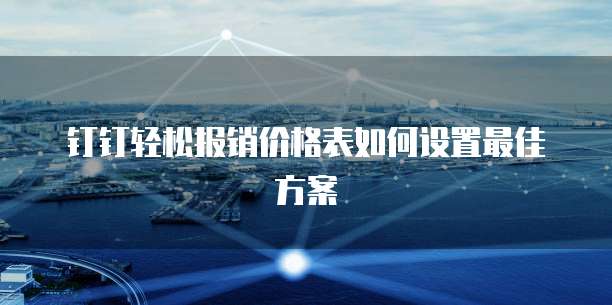 钉钉轻松报销价格表如何设置最佳方案