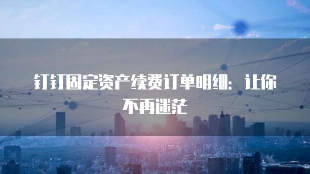 钉钉固定资产续费订单明细：让你不再迷茫