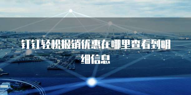 钉钉轻松报销优惠在哪里查看到明细信息